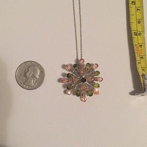 Necklace with green and peachy stones